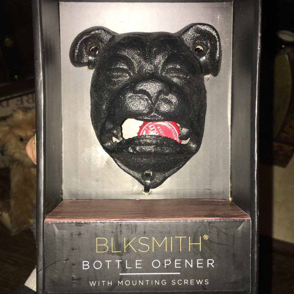 BLKSMITH Metal Black Bulldog Bottle Opener Cast Iron New York.